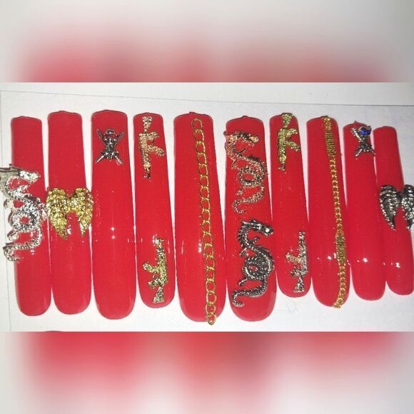 Hand crafted custom 10pc xxl acrylic press on nails - Picture 5 of 5